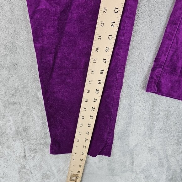 J. Jill Velvet Pants Womens Size 14 Purple Slim Fit Ankle Skinny Stretch NWT - Picture 9 of 13
